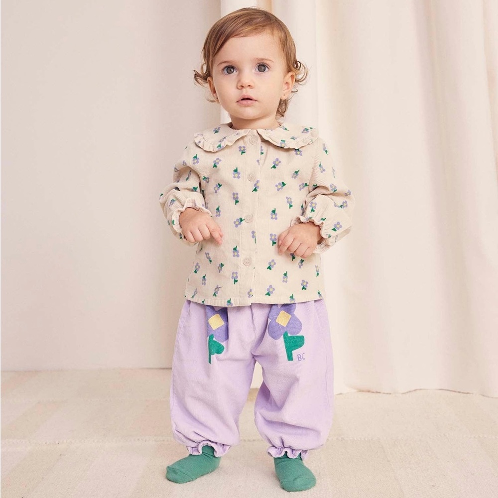 Bobo Choses Beige Floral Top and Lavender Pants